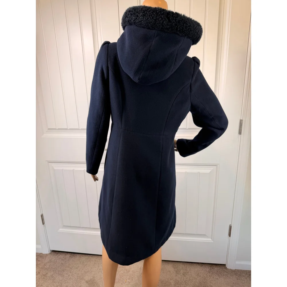 Girls Rothschild Navy Pea Coat Faux Fur Hood Size 16 Timeless Classic‎ Elegance